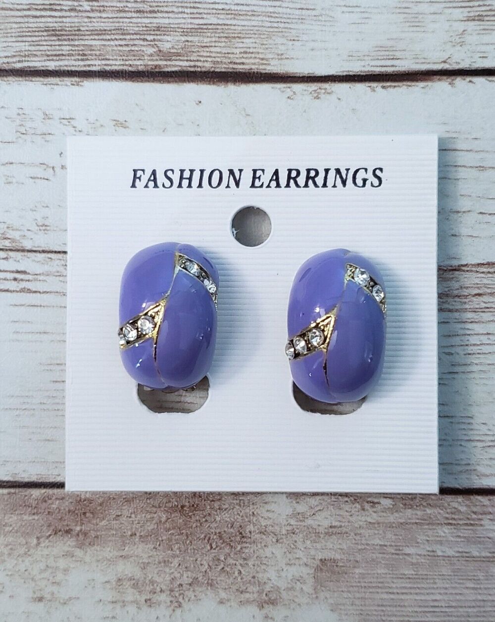 Clip On Earrings Purple Half Hoop Statement Earrings - Brand New